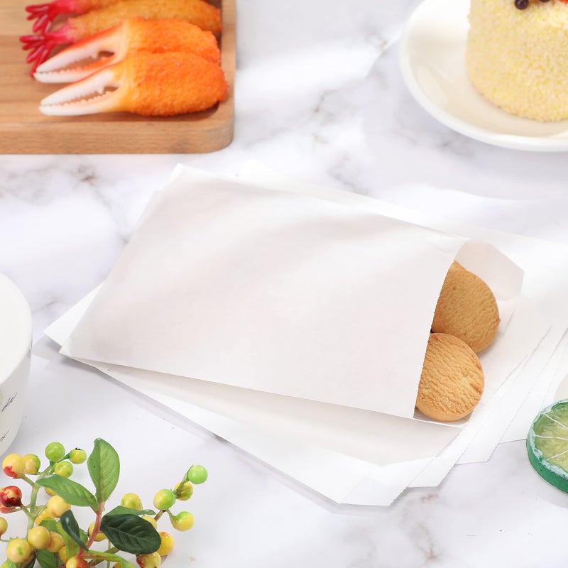 Epakh 500 Pcs Grease Resistant Paper Treat Bags 5. 12 x 7. 09 Inches Paper Cookie Sleeves Bags Glassine Semi Transparent Flat Bakery Sleeves Envelopes for Bakery Candies Chocolate Hand Pie(White) - Image 5